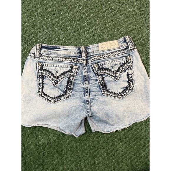 RETRO Y2K MISS ME CUTOFF BLUE DENIM SHORTS - Picture 7 of 8